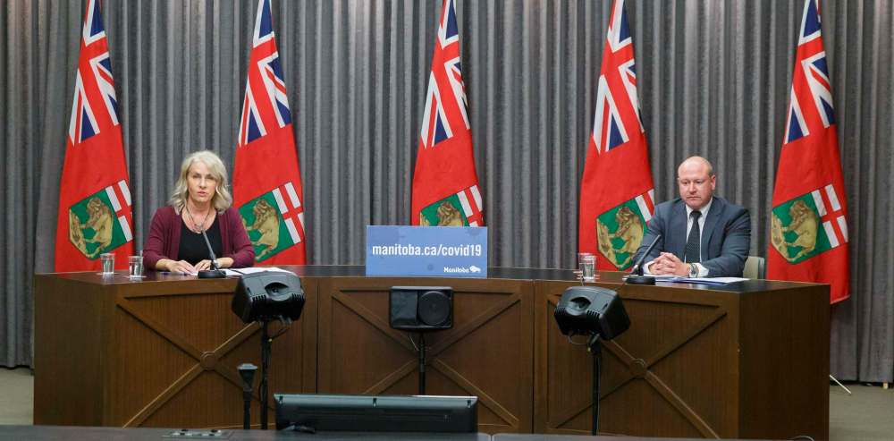 Shared Health chief nursing officer Lanette Siragusa (left) and chief provincial public health officer Dr. Brent Roussin, shown here in October, were a constant fixture in the news in 2020 as the COVID-19 pandemic raged on. (File)