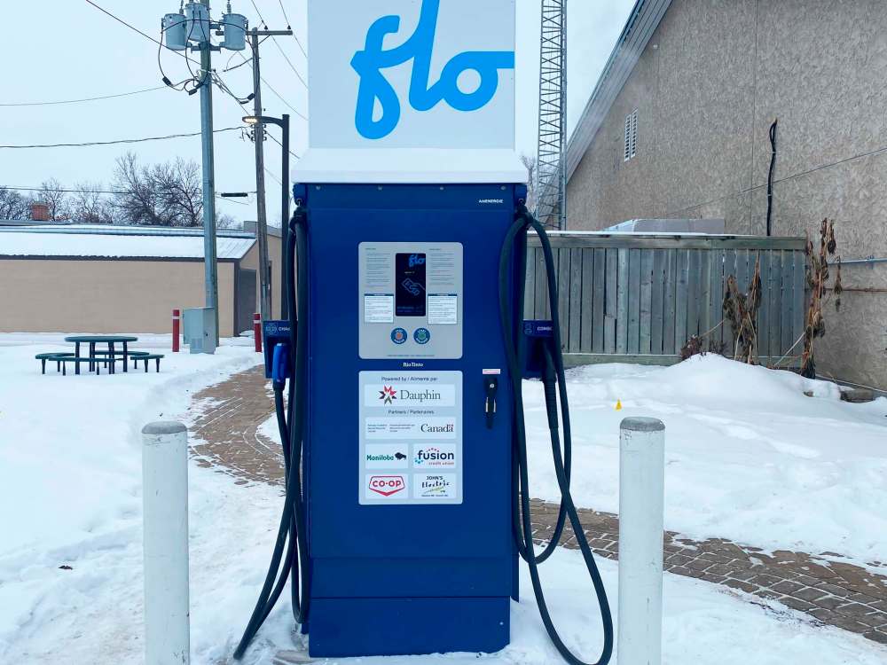 The City of Dauphin installed this Level 3 DC rapid charger at 100 Main St. South last week. However, electric vehicle owners only got the chance to start using this station on Monday. (Submitted)