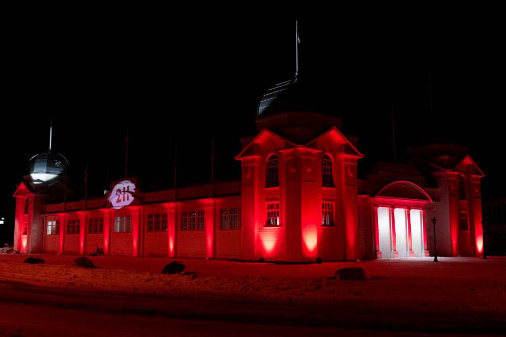 Members of United Way Brandon & District lit up the Provincial Exhibition of Manitoba’s Dome Building last week to help promote 211 Day, which takes place tomorrow. (Submitted)