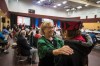 Green Party Leader Elizabeth May, left, and NDP candidate for Central Okanagan-Similkameen-Nicola, and wife of Grand Chief Stewart Phillip, Joan Phillip, greet each other before speaking at the B.C. Assembly of First Nations annual general meeting at the Musqueam First Nation, in Vancouver on Thursday, Sept. 19, 2019. THE CANADIAN PRESS/Darryl Dyck