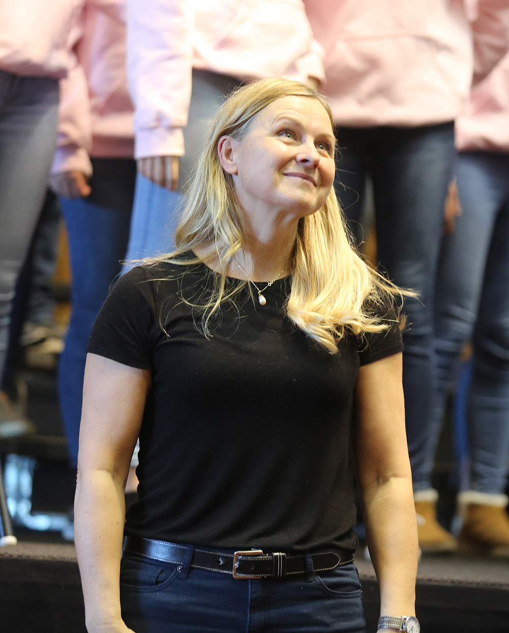 Westman Youth Choir guest conductor Dorothy Dyck drinks in the audience's applause at the conclusion of the group's Oct. 22 concert at the Central United Church in Brandon. (Kyle Darbyson/The Brandon Sun)