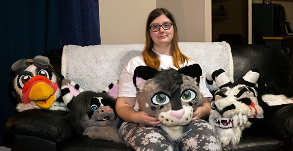 Photos by Chelsea Kemp/The Brandon Sun
Onix Collette, local fur suit designer, shows off a selection of her custom designed fur suit heads on Nov. 14.