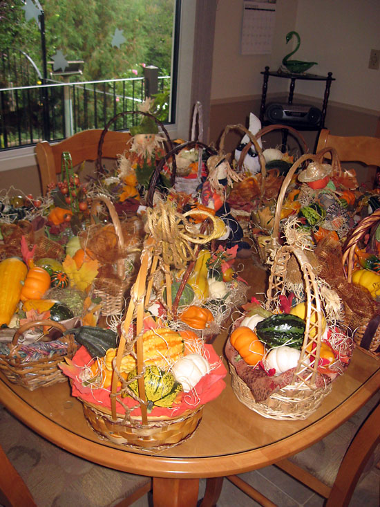 Submitted
Last year’s Thanksgiving baskets sit ready to go to the Flea Market.