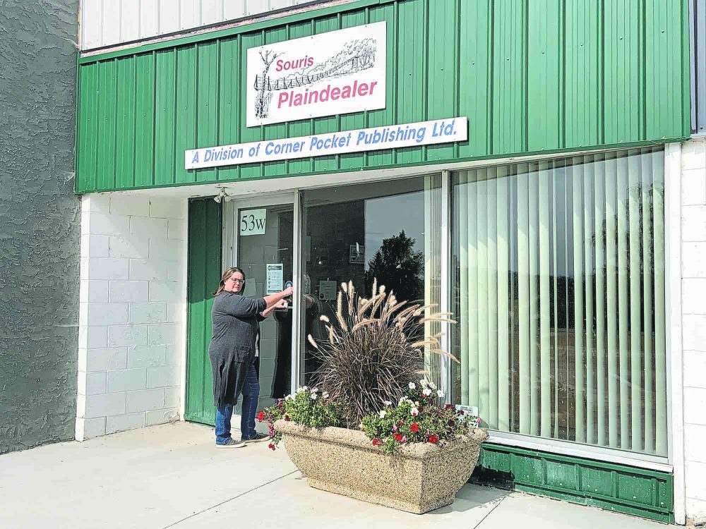 Submitted
Former Souris Plaindealer editor/reporter Darci Semeschuk drops by the publication's office on Sept. 12. On Sept. 3, Glacier Media decided to permanently close the 128-year-old newspaper, alongside the Melita New Era, Reston Recorder and Deloraine Times & Star.
