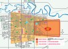 Grant Hamilton / Brandon Sun
KOCH IS IT: A blast like the one that levelled a fertilizer plant in the town of West, Texas, could threaten most of Brandon, if it happened at the much larger Koch fertilizer plant on 17th Street East. This map overlays information about the devastation and evacuation zones in Texas on a map of Brandon, at the same scale but rotated for comparison. 
• THE BLAST (red oval area): The explosion, in red, would immediately level the Koch plant and some other industrial plants within a couple of blocks. Luckily, there is no school or residential areas just across the road, like there was in Texas. 
• THE FUMES (orange squared area): However, even with favourable prevailing winds, danger from burning ammonia fumes in Texas forced the evacuation of a two-square-mile zone. In Brandon, that same area would stretch east from First Street between Victoria Avenue East and Richmond Avenue East — including the hospital, two schools and the Victoria campus of Assiniboine Community College.
• WORST-CASE (large yellow area): Should the winds shift and come from the east, ammonia fumes could drift over most of the city. A secondary evacuation zone like the one in Texas would include almost all of Brandon from Pacific Avenue to Maryland Avenue, and as far west as 31st Street.