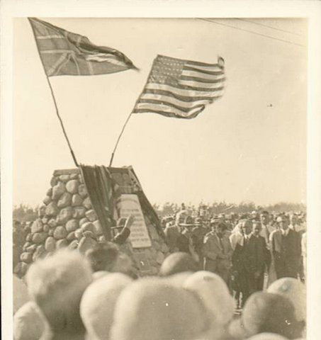 A cairn marking the International Peace Garden is unveiled for the first time, on July 14, 1932.