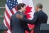 Prime Minister Justin Trudeau (left) and U.S. President Barack Obama get set to leave a joint news conference in the Rose Garden at the White House in Washington, D.C. on Thursday, March 10, 2016. THE CANADIAN PRESS/Paul Chiasson