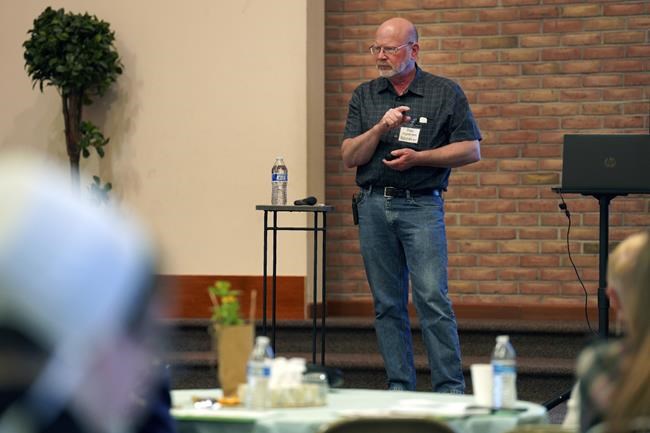 Dale Ingraham, co-founder of the nonprofit Speaking Truth In Love Ministries, gives a talk,