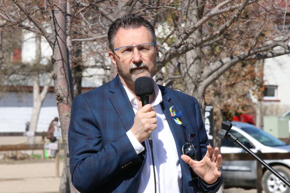 Joseph Bernacki/The Brandon Sun
Mayor Rick Chrest was one of several speakers on Sunday afternoon. He offered a message of unity and solidarity for those in attendance.