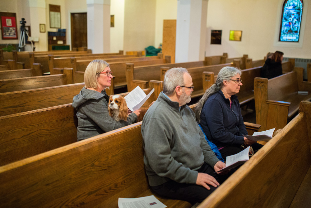 Guests attend the Blessing of the Animals service at St. Matthew's Anglican Cathedral on Thursday evening. The event celebrated the Feast of St. Francis of Assisi.  (Chelsea Kemp/The Brandon Sun)