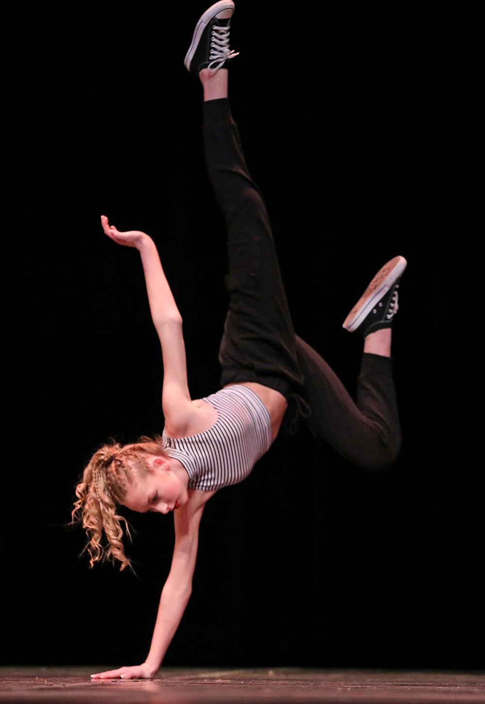 Shyan Schwarz performs in the Dance, Self-choreography Solo, Own Choice, 14 Years & Under category during the Dance portion of the Brandon Festival of the Arts at the Western Manitoba Centennial Auditorium on Wednesday. 
(Tim Smith/The Brandon Sun)