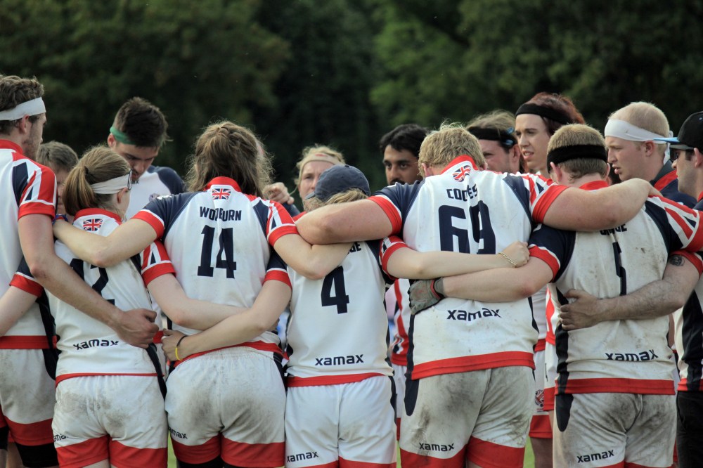 Andrew Nguyen
Players from Team UK huddle for a pep talk prior to the bronze-medal game against Team Canada.