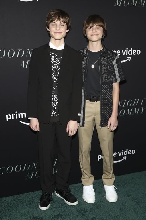 Actors Cameron Crovetti, left, and Nicholas Crovetti, right, attend the premiere of Prime Video's
