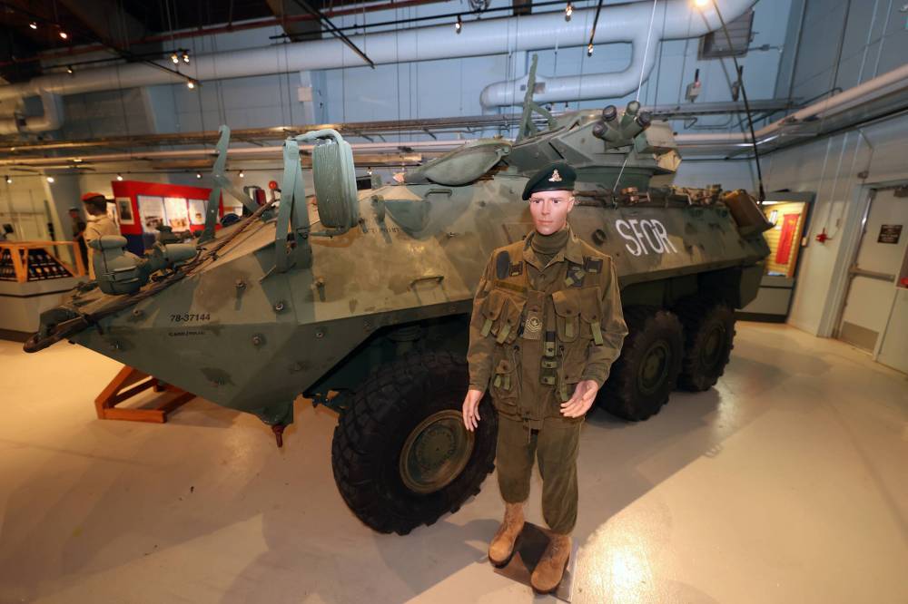 This AVGP Grizzly armoured vehicle is part of a new exhibit on Canada’s peacekeeping efforts from the 1950s to present day at the Royal Canadian Artillery Museum. The Grizzly saw action during Canada’s operations in the Balkans conflict. (Colin Slark/The Brandon Sun)