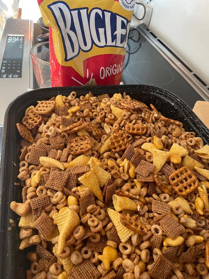 Homemade nuts-and-bolts including Bugles. The winning bid in the People of Brandon Facebook page Bugles auction was made by Ron and Barb Kristjansson. (Barb Kristjansson)