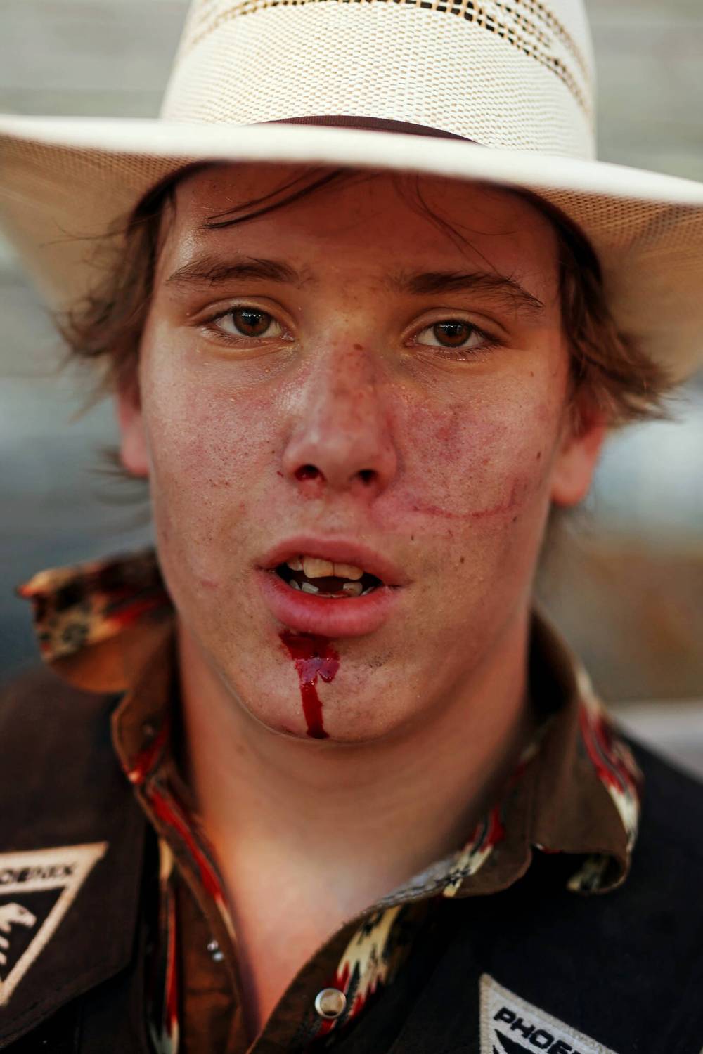 Monty Forbes of Melita immediately after competing in the Junior Steer Riding event at the Manitoba Threshermen's Reunion and Stampede at Austin, Manitoba in late July.