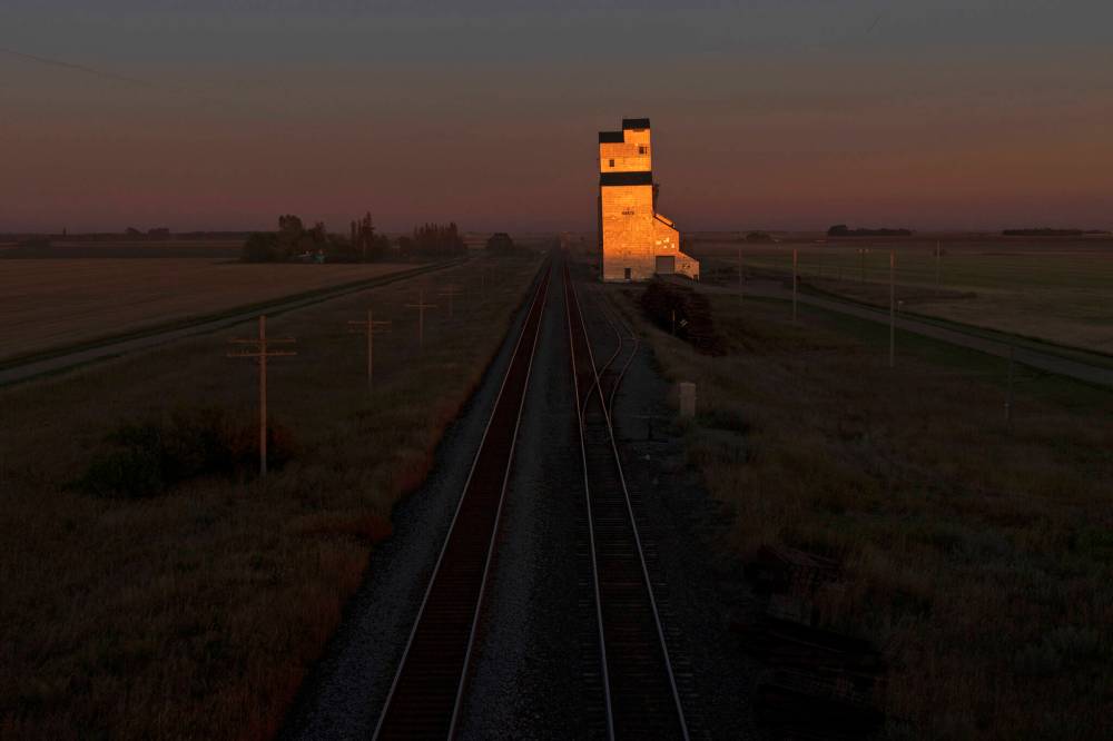 Last light at the Harte elevator northwest of Carberry in September.