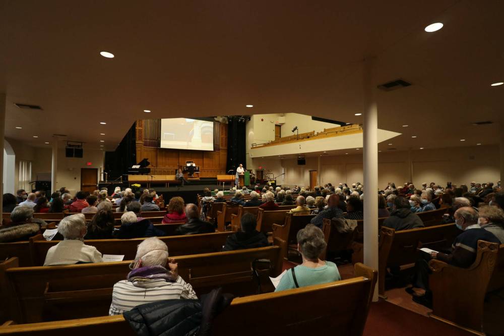Hundreds of Brandon residents gather for Central United Church's final service, which took place April 24. (File)