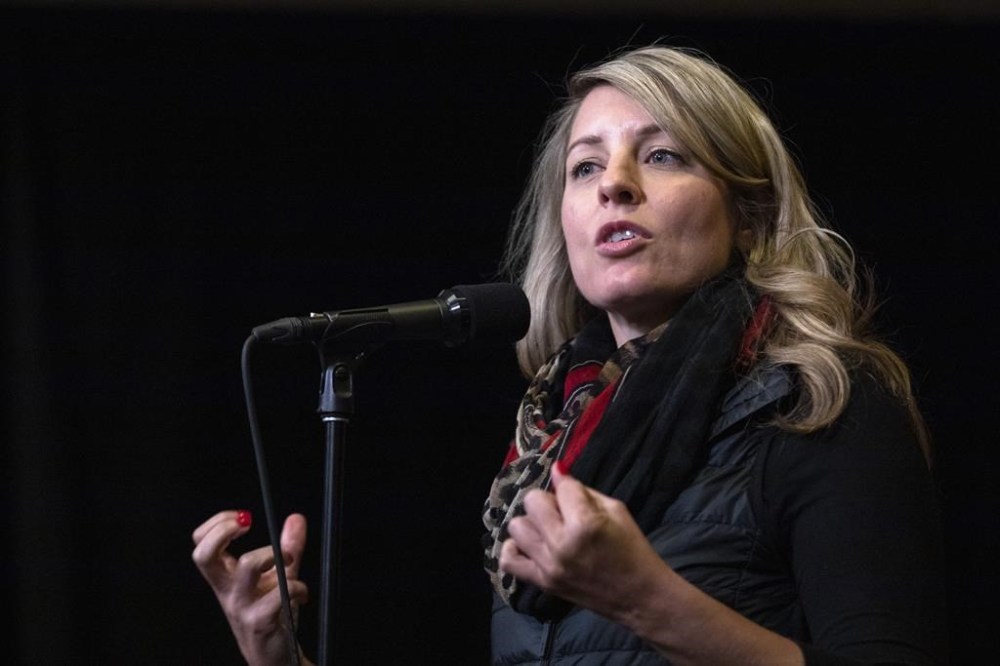 Foreign Affairs Minister Melanie Joly speaks to the media at the Hamilton Convention Centre, in Hamilton, Ont., ahead of the Liberal Cabinet retreat, on Monday, January 23, 2023. THE CANADIAN PRESS/Nick Iwanyshyn