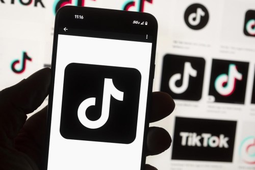 The TikTok logo is seen on a cell phone in Boston, Oct. 14, 2022.&nbsp;The federal government is banning TikTok from its mobile devices just days after federal and provincial privacy commissioners launched an investigation into the social media platform. THE CANADIAN PRESS/AP-Michael Dwyer