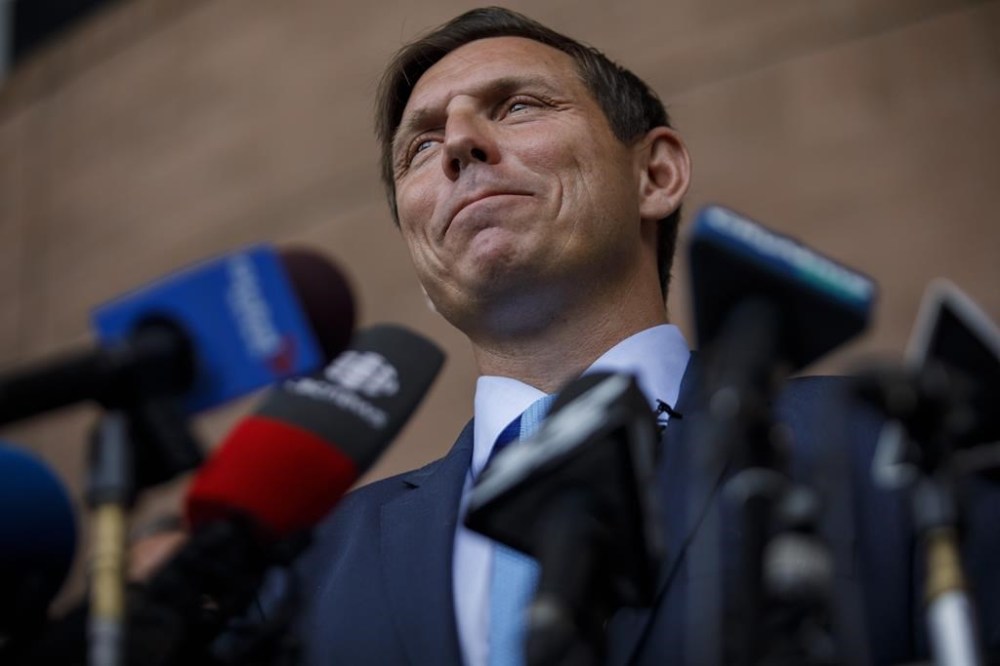Brampton mayor, Patrick Brown, speaks during a press conference, at city hall in Brampton, Ont., on Monday, July 18, 2022. The Conservative Party of Canada says it made a mistake in failing to provide proper notice of a $1,700 ticket fundraiser staged by disqualified leadership contestant Brown. THE CANADIAN PRESS/Cole Burston