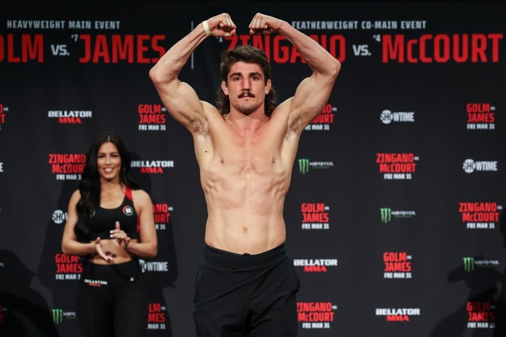 Canadian middleweight Aaron Jeffery is shown at the weigh-in for Bellator 293 in Temecula, Calif. in this Thursday, March 30, 2023 handout photo. THE CANADIAN PRESS/HO, Bellator MMA, Lucas Noonan *MANDATORY CREDIT*