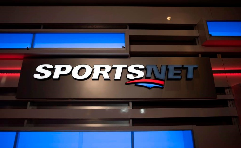 A fire alarm was to blame for 10 minutes of beeping noises that could be heard during Sportsnet's remote call of the Toronto Blue Jays-St. Louis Cardinals radio broadcast over the weekend. The Sportsnet logo is photographed at the Toronto office on Monday, September 30, 2019. THE CANADIAN PRESS/ Tijana Martin