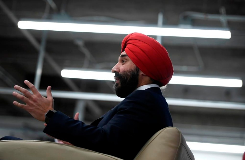 Minister of Innovation, Science and Industry Navdeep Bains participates in a panel discussion in Ottawa, on Thursday, Dec. 10, 2020. Bains is joining Rogers as the company's new chief corporate affairs officer. THE CANADIAN PRESS/Justin Tang