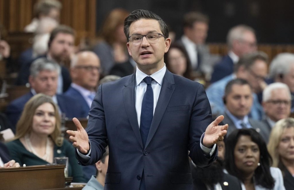 Leader of the Conservative Party Pierre Poilievre rises during Question Period, in Ottawa, Tuesday, June 13, 2023. THE CANADIAN PRESS/Adrian Wyld