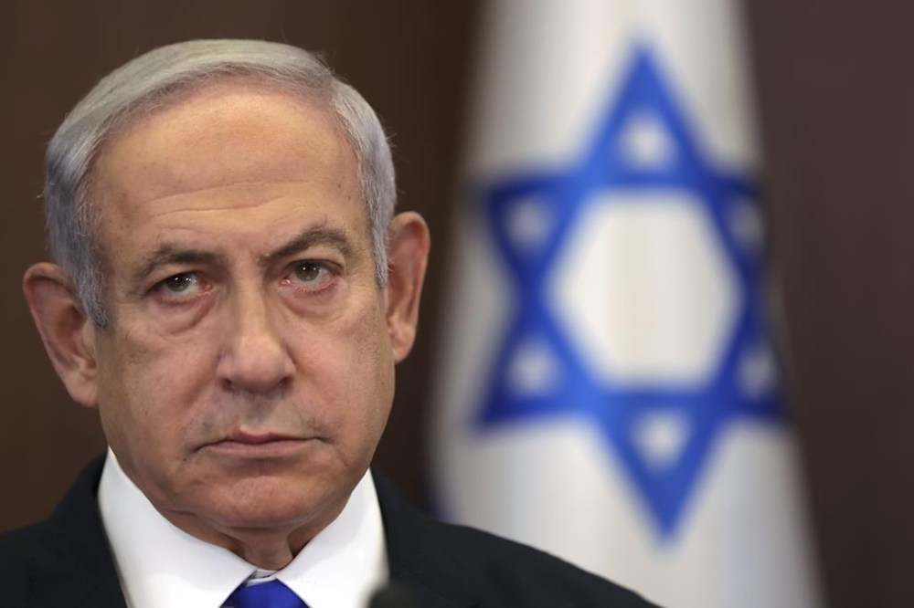 Israeli Prime Minister Benjamin Netanyahu attends the weekly cabinet meeting in the prime minister's office in Jerusalem, Sunday, June 25, 2023.(Abir Sultan/Pool Photo via AP)