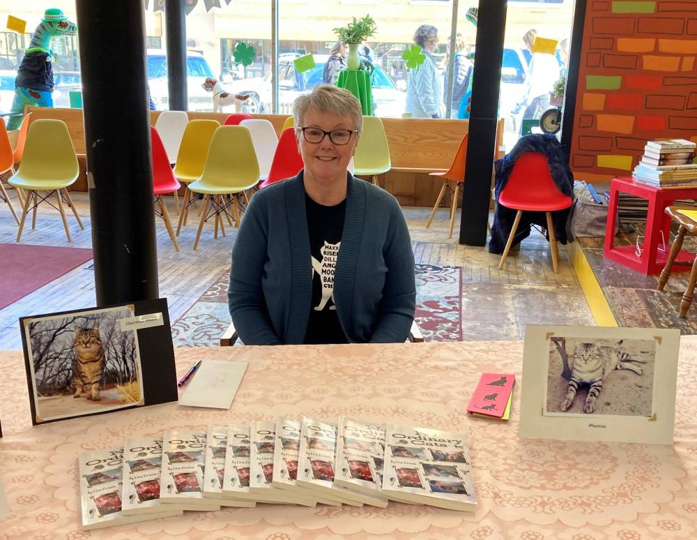 Author Lisa Erixon poses for a photo during a Feb. 25 book signing at Main Street Books in Minot, N.D., for her debut novel, “No Ordinary Cats.” (Submitted)