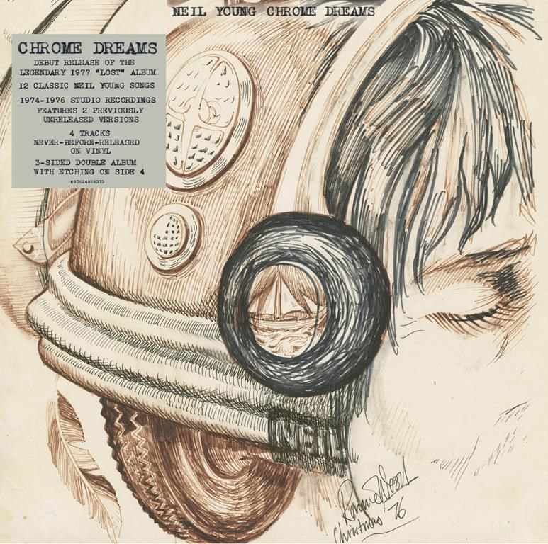 This image provided by Reprise Records shows the cover of Neil Young's record “Chrome Dreams,” featuring artwork by Ronnie Wood. (Reprise Records via AP)