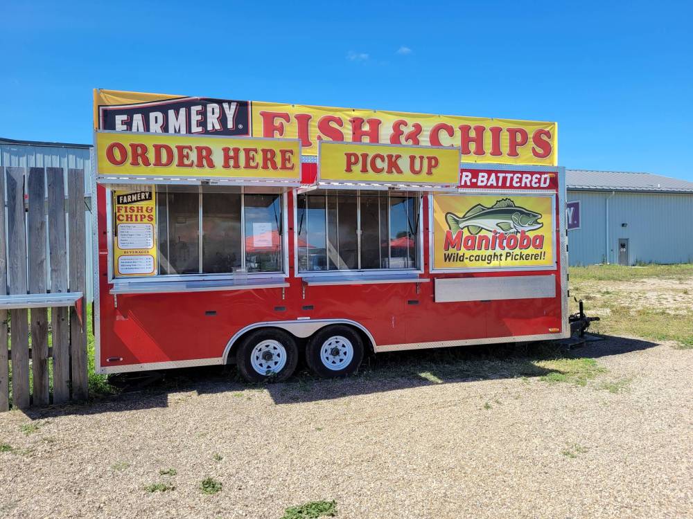 The Farmery Estate Brewery food truck offers up fresh fish and chips, chicken fingers and poutine, alongside cold Farmery beverages. (Miranda Leybourne/The Brandon Sun)