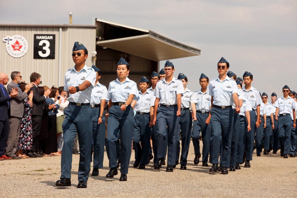 Course Cadets march on parade after receiving their glider pilot training course wings at Friday’s graduation ceremony.