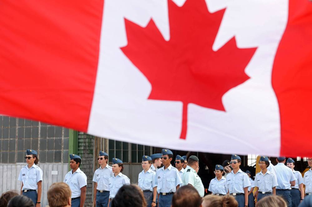 Course Cadets wait to receive their wings during the Brandon Cadet Training Centre graduation ceremony on Friday.