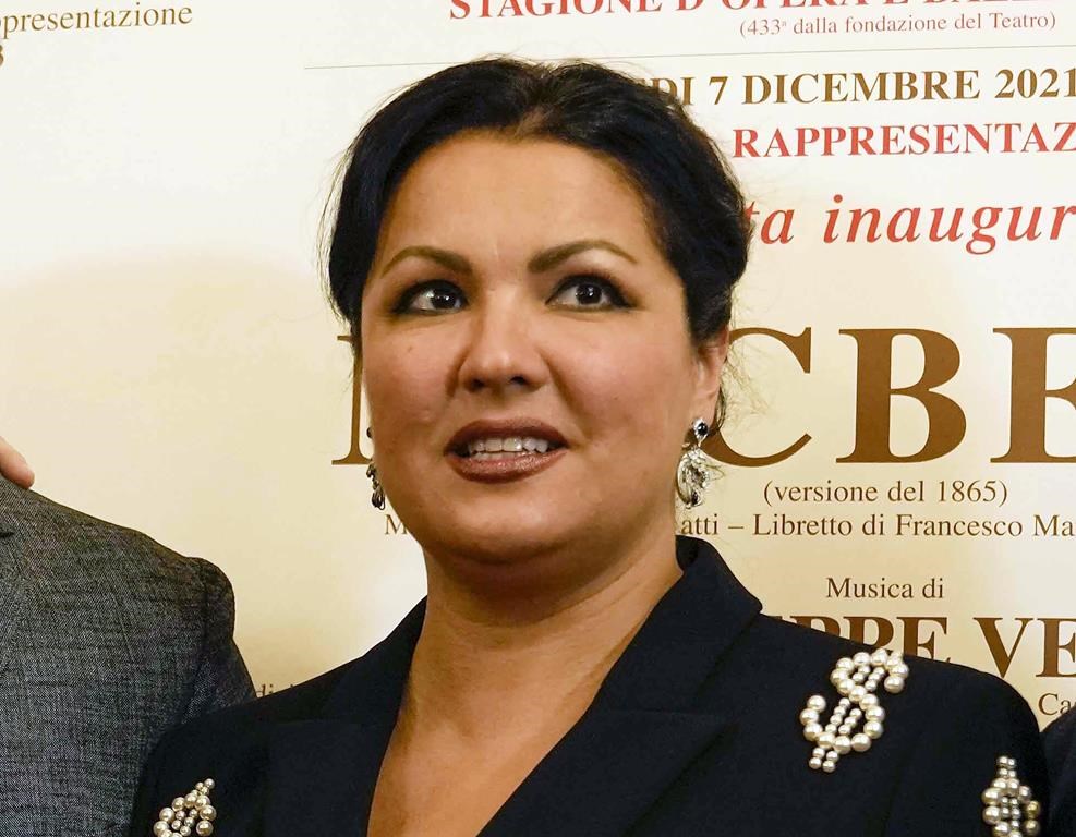 FILE - Russian soprano Anna Netrebko appears at a news conference to present Giuseppe Verdi's