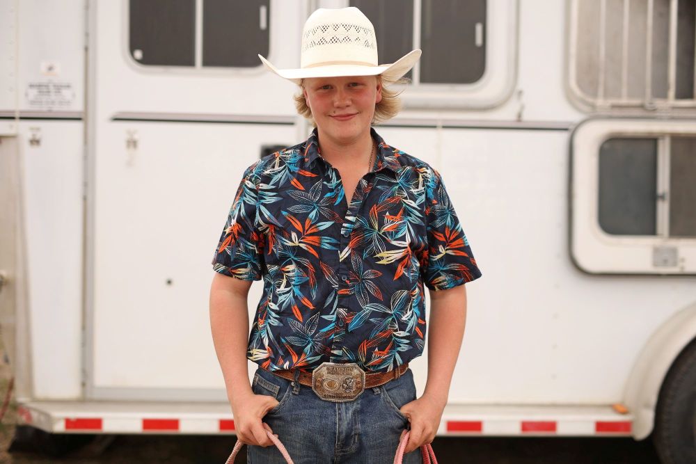 Denver Gompf of Oak Lake is competing in team roping and tie down roping at the Virden Indoor Rodeo and Wild West Daze. (Tim Smith/The Brandon Sun)