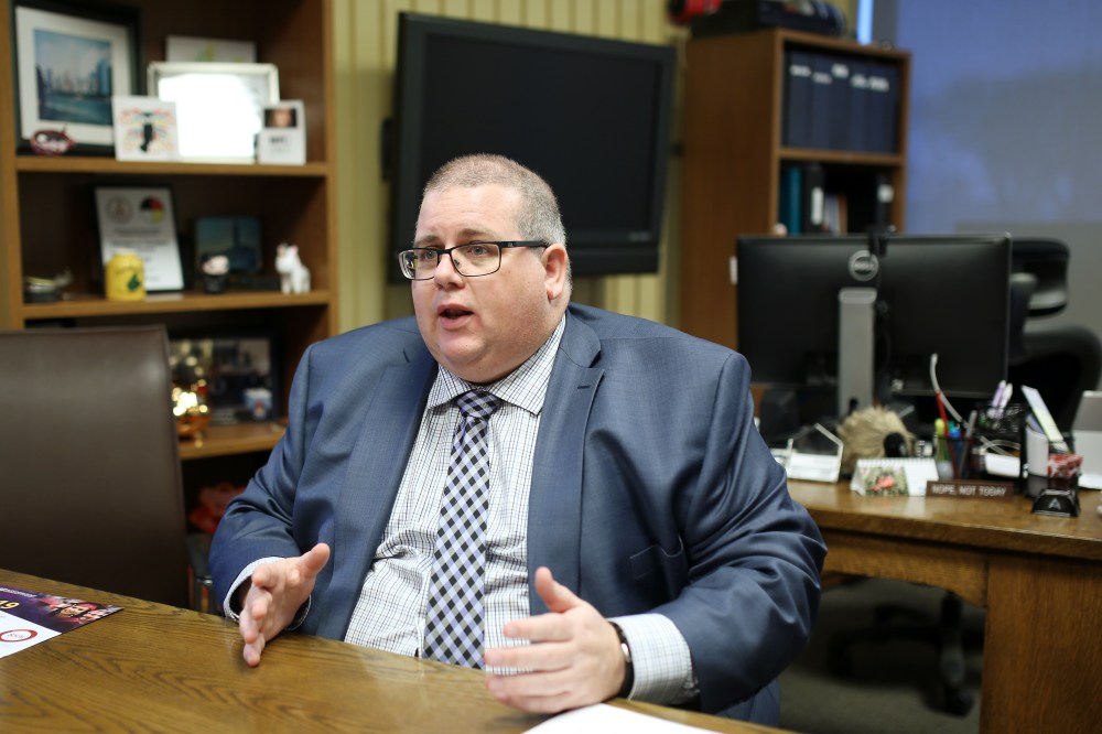 Mark Frison, President of Assiniboine Community College, talks about new projects being developed at ACC's Victoria Avenue East Campus on Thursday. (Tim Smith/The Brandon Sun)
