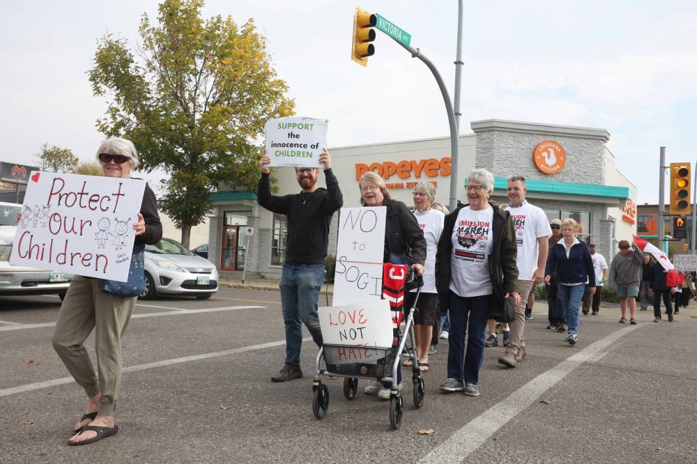 Around 100 Westman residents took part in a march in downtown Brandon as part of Canada-wide 1 Million March 4 Children on Sept. 20. National marches were connected to the