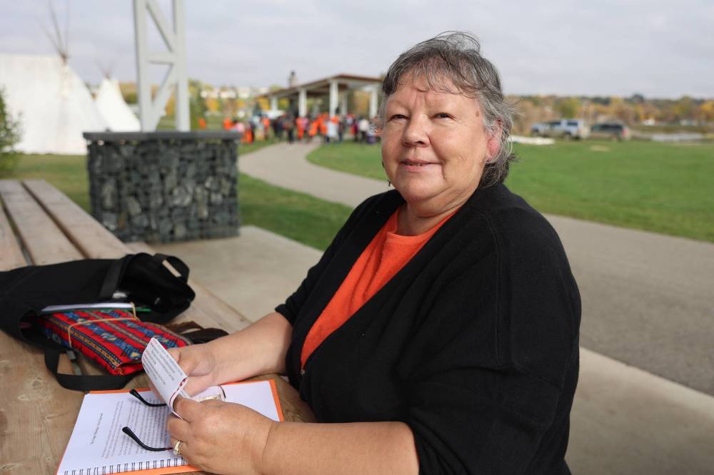 Knowledge keeper Debbie Huntinghawk says it’s important to educate both Indigenous and non-Indigenous people about the true history of residential schools and their impact. (Abiola Odutola/The Brandon Sun)