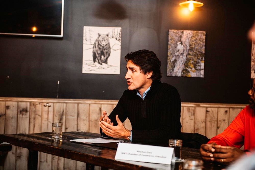 Prime Minister Justin Trudeau is calling on Hamas to immediately release its hostages, which may include at least three Canadians. Trudeau participates in a roundtable at the Yellowknife Chamber of Commerce in Yellowknife, Thursday, Oct. 12, 2023. THE CANADIAN PRESS/Angela Gzowski