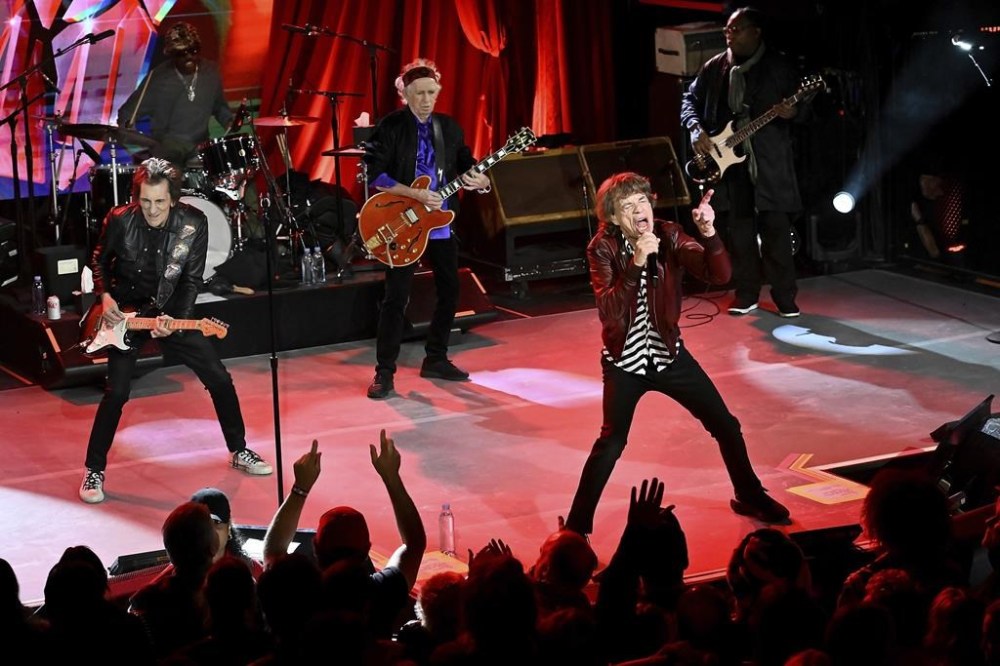 The Rolling Stones perform at a celebration for the release of their new album