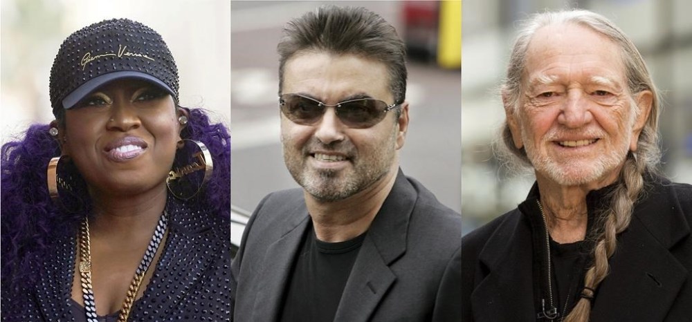 This combination of photos shows Missy Elliott, from left, George Michael and Willie Nelson, who will be inducted into the Rock & Roll Hall of Fame on Friday. (AP Photo)