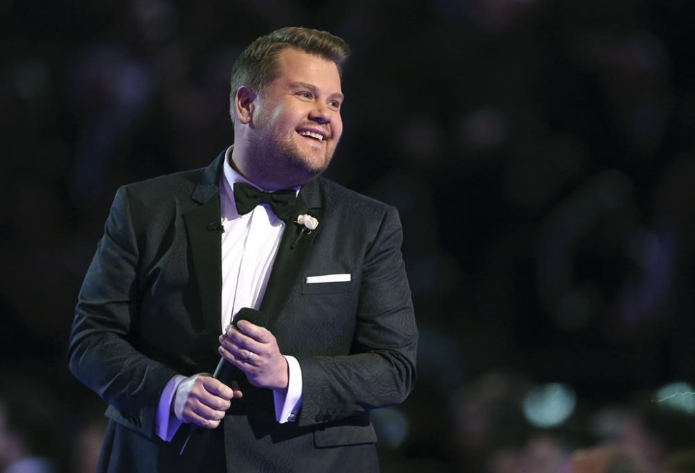 FILE - James Corden hosts at the 60th annual Grammy Awards at Madison Square Garden on Jan. 28, 2018, in New York. (Photo by Matt Sayles/Invision/AP, File)