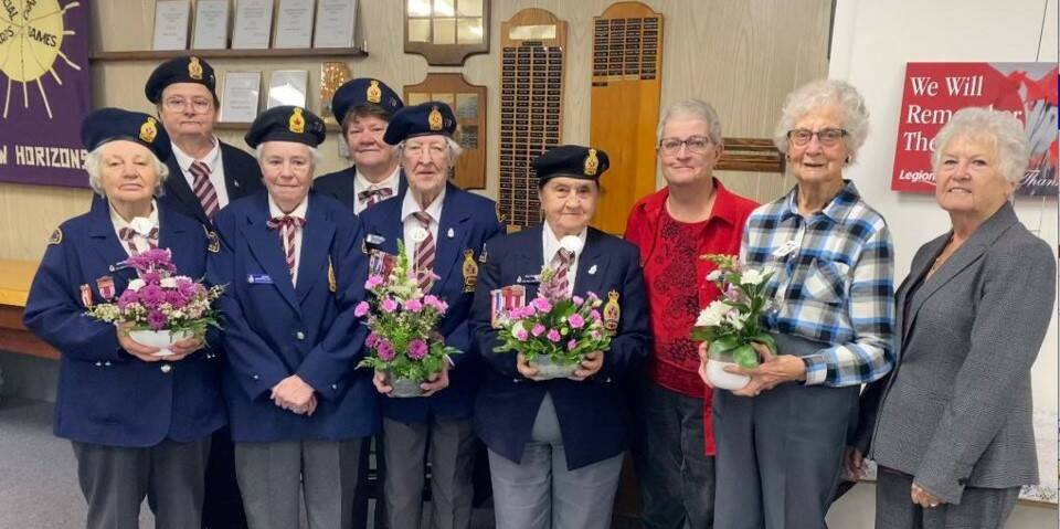 Oak Lake Legion Ladies Auxiliary No. 79: (Rear, left to right) Pat Baker, Beth Harris, Roberta Jones (in red); (Front, left to right): Irene Clarke, Marion Crampain-Harvartt, Irene Johnston, Mary Pierce, Margaret Gabrielle, Marie Barron. (Virden Empire-Advance)