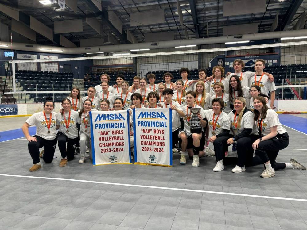 The Neelin Spartans varsity girls and boys volleyball teams won AAA provincial championships in Dauphin on Saturday. (Submitted)