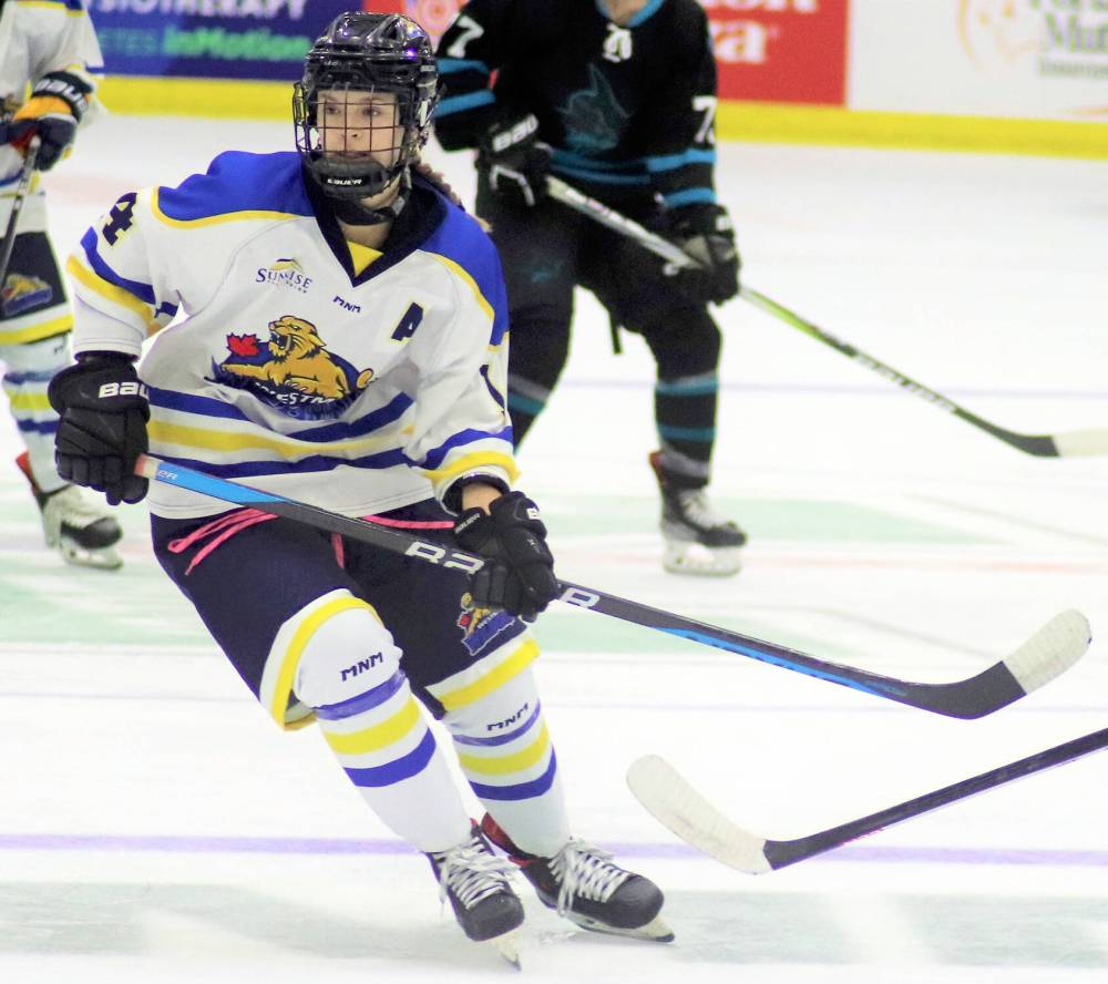 Still eligible to play U9, young Karlyn Gudz moved up to U11 playing out of the Brandon minor hockey program. (Submitted)