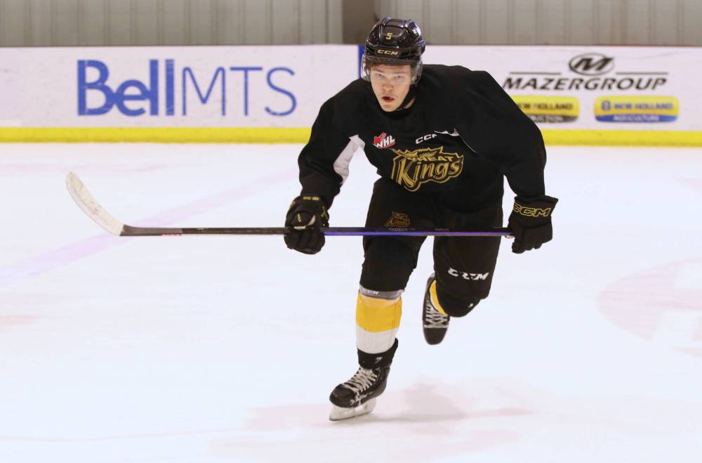 Newcomer Brandon Wheat Kings defenceman Rhett Ravndahl, shown at practice at J&G Homes Arena on Thursday afternoon, is readjusting to life on the prairies after an eye-opening opportunity to live in a major American city when he was a member of the Portland Winterhawks. (Photos by Perry Bergson/The Brandon Sun)