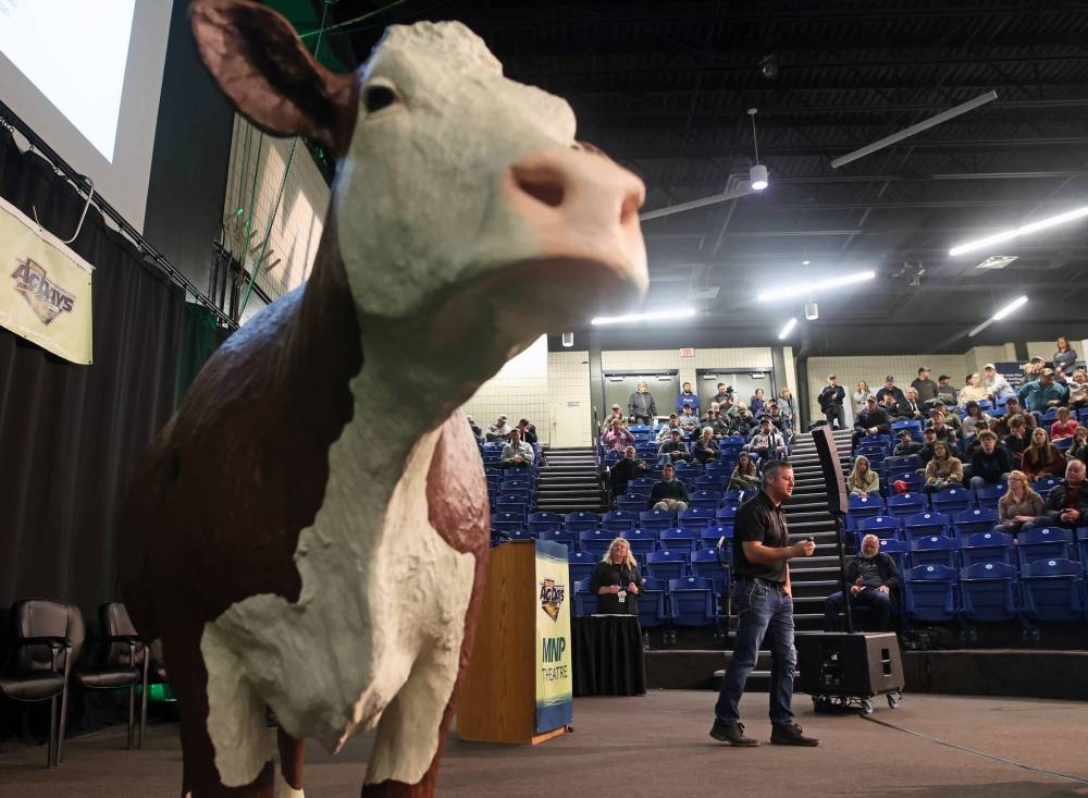 Ben Hamm, farm management specialist with Manitoba Agriculture, delivers a presentation titled