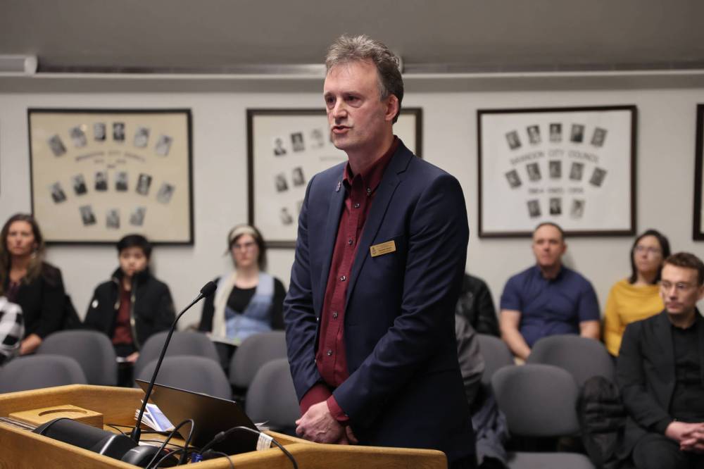 Commonwealth Air Training Plan Museum executive director Stephen Hayter asked Brandon City Council on Monday for a $25,000 grant to cover its operating expenses so it can focus on the work of arranging permanent repairs for structural damage to its historic hangar. (Colin Slark/The Brandon Sun)